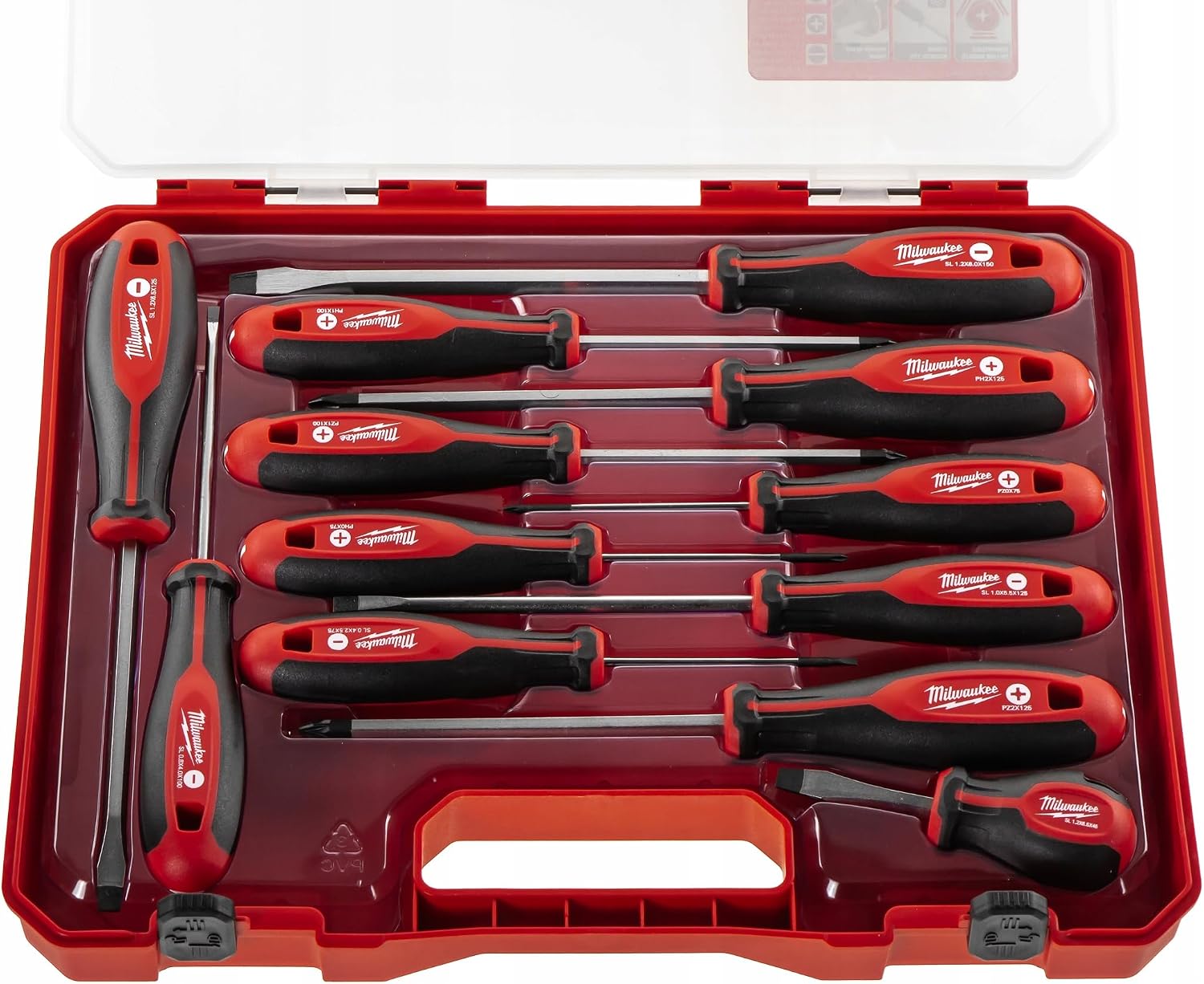 Milwaukee Set of 12 Tri-Lobe Screwdrivers 4932472003,Red