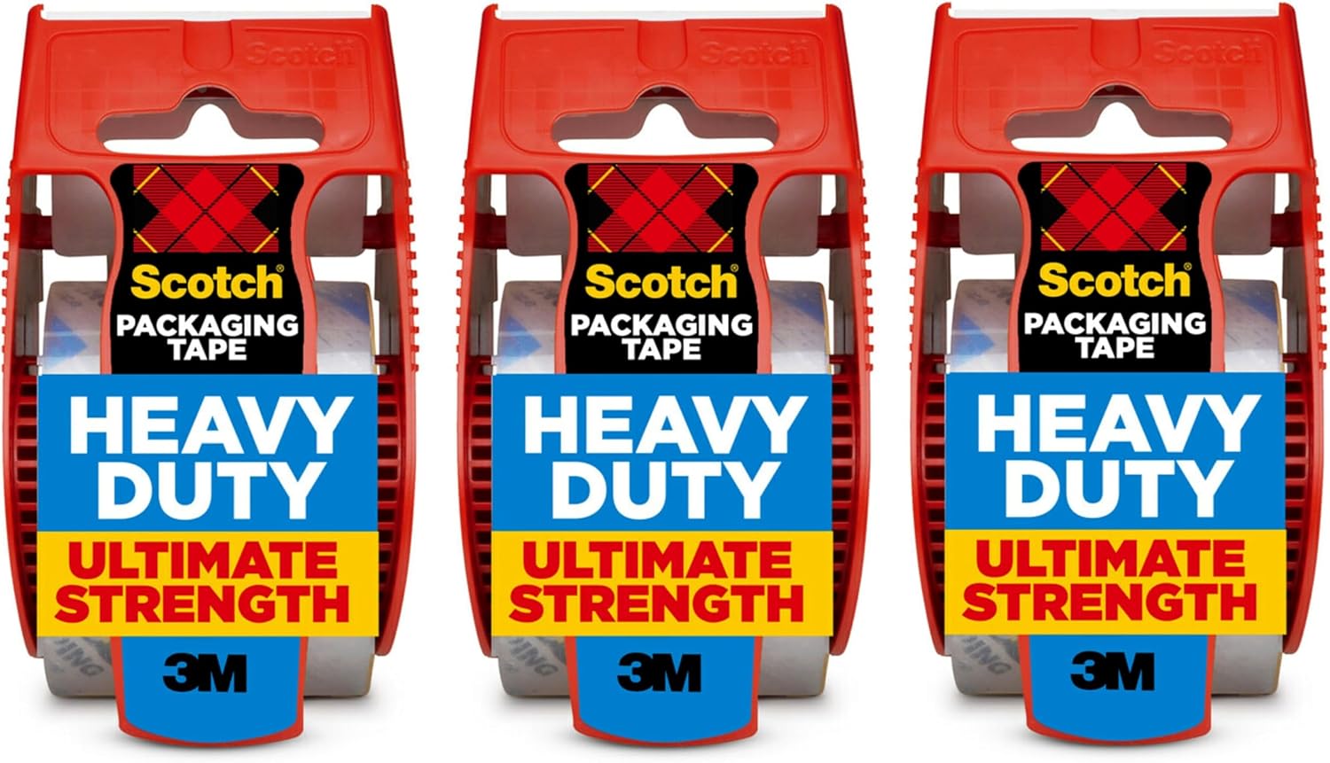 Scotch Heavy Duty Shipping Packaging Tape, 2 x 800 - Clear (3 Tapes) (1, Clear)