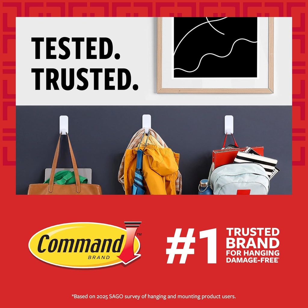 Command Small White Wire Hooks, 16 Hooks, 24 Strips