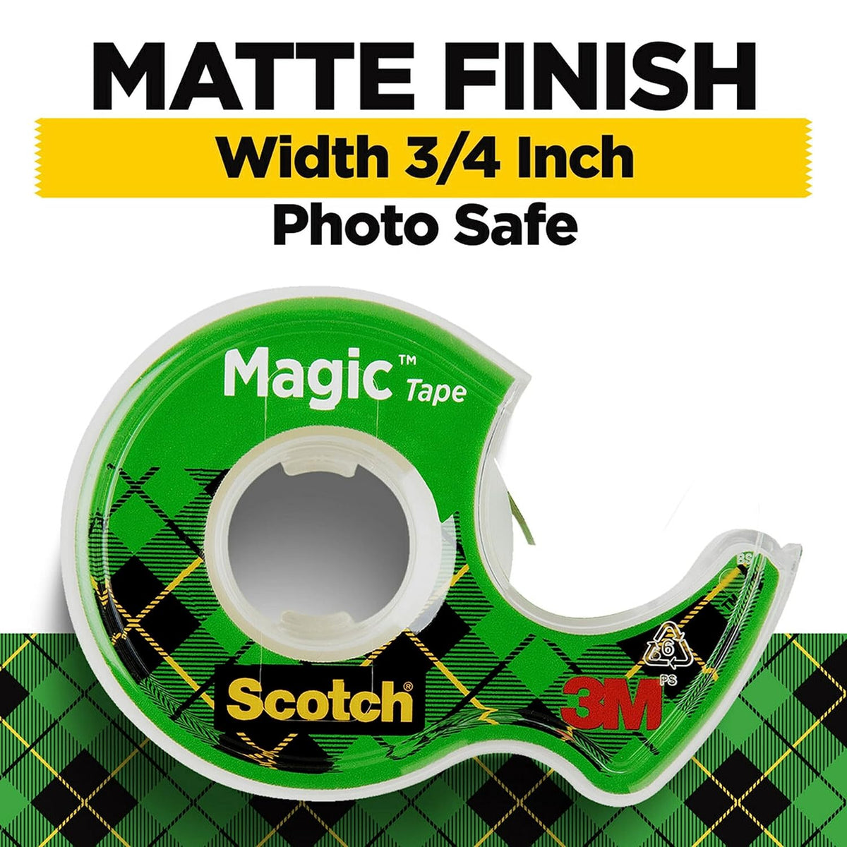 Scotch Magic Tape, Refillable Dispenser, 3/4" X 300", 3/Box