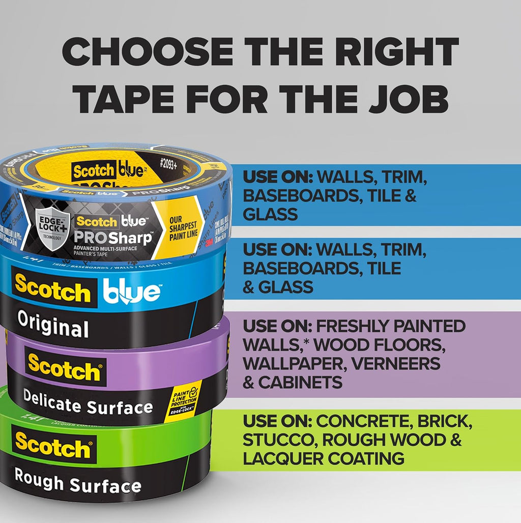 ScotchBlue Original Multi-Surface Painters Tape, 1 Inch Wide (0.94 in. x 60 Yds), 1 Roll, Blue Paint Tape Protects Surfaces and Removes Easily, Masking Tapes for Indoor and Outdoor Use (2090-24NC)