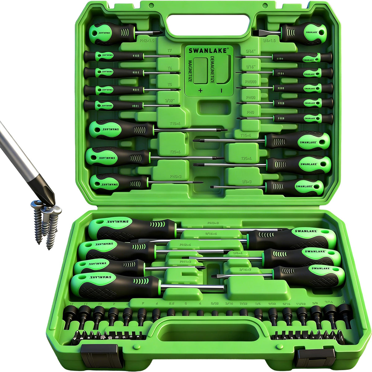 118-Piece Magnetic Screwdriver Set with Plastic Racking, Precision Screwdrivers, Magnetizer, Demagnetizer, Nut Drivers, Ratchet Handles, Allen Keys, Sockets & More - DIY Tools & Gift for Men