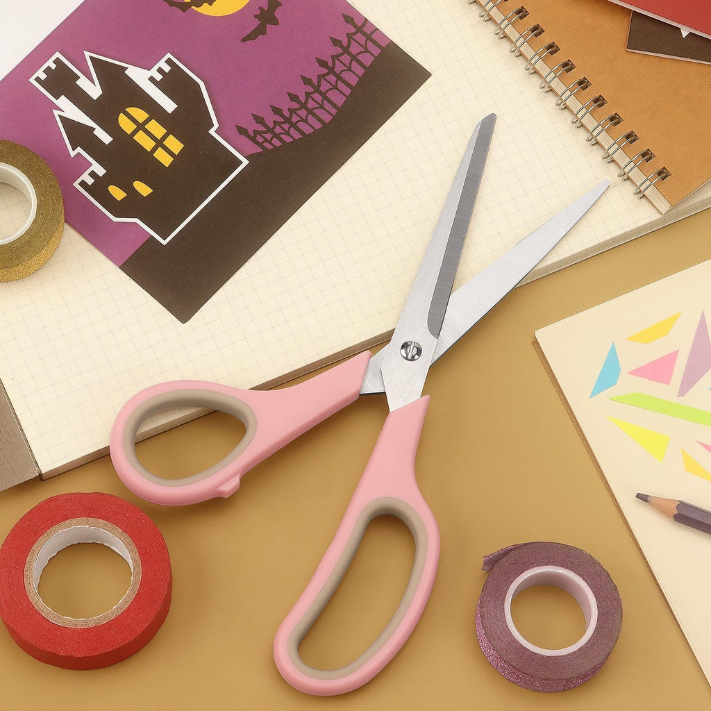 LONGKEY 8.5" Pastel Scissors 3-Pack, Ultra Sharp Stainless Steel