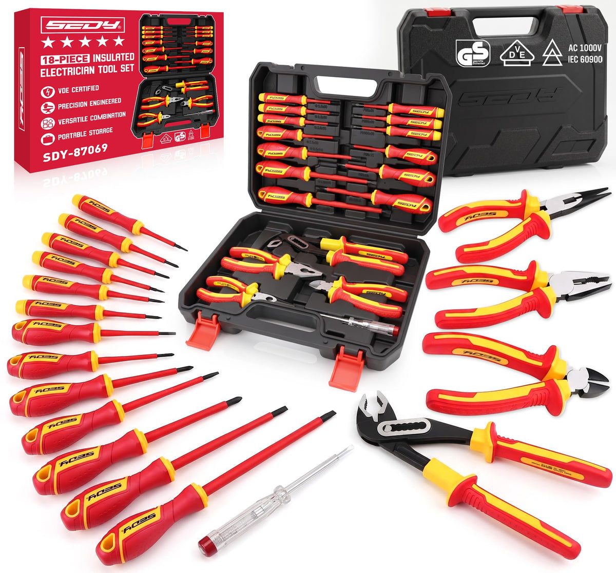 124-Piece Magnetic Screwdriver Set with Plastic Racking, Precision Screwdrivers, Magnetizer, Demagnetizer, Allen Keys, Nut Drivers, Ratchet Handles, Sockets & More - DIY Tools for Men, Tools Gift