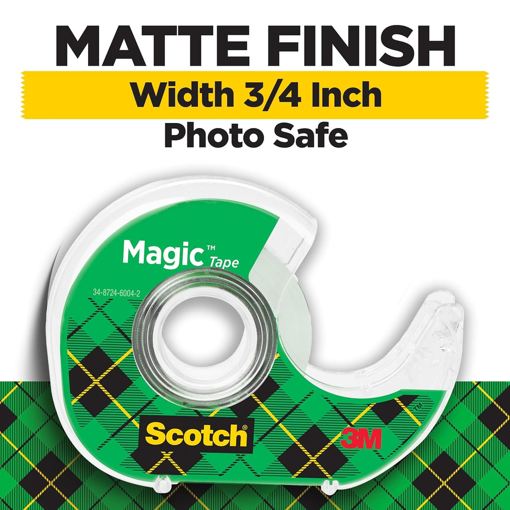 Scotch 6122 Magic Tape & Refillable Dispenser, 3/4-Inch x 650-Inch, 1-Inch Core, Clear, 6/Pack