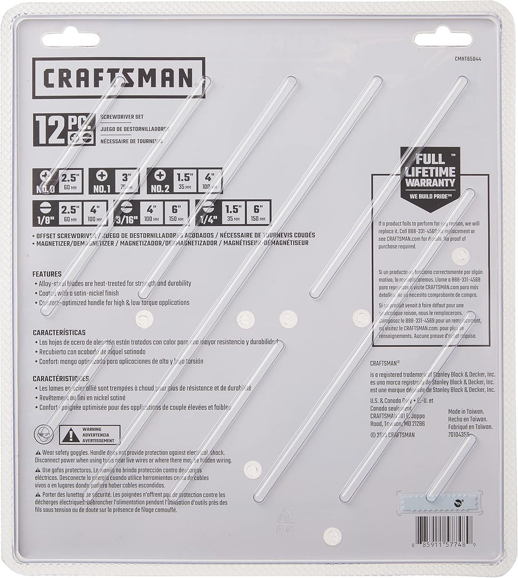CRAFTSMAN Screwdriver Set, Assorted, 12Piece (CMHT65044)