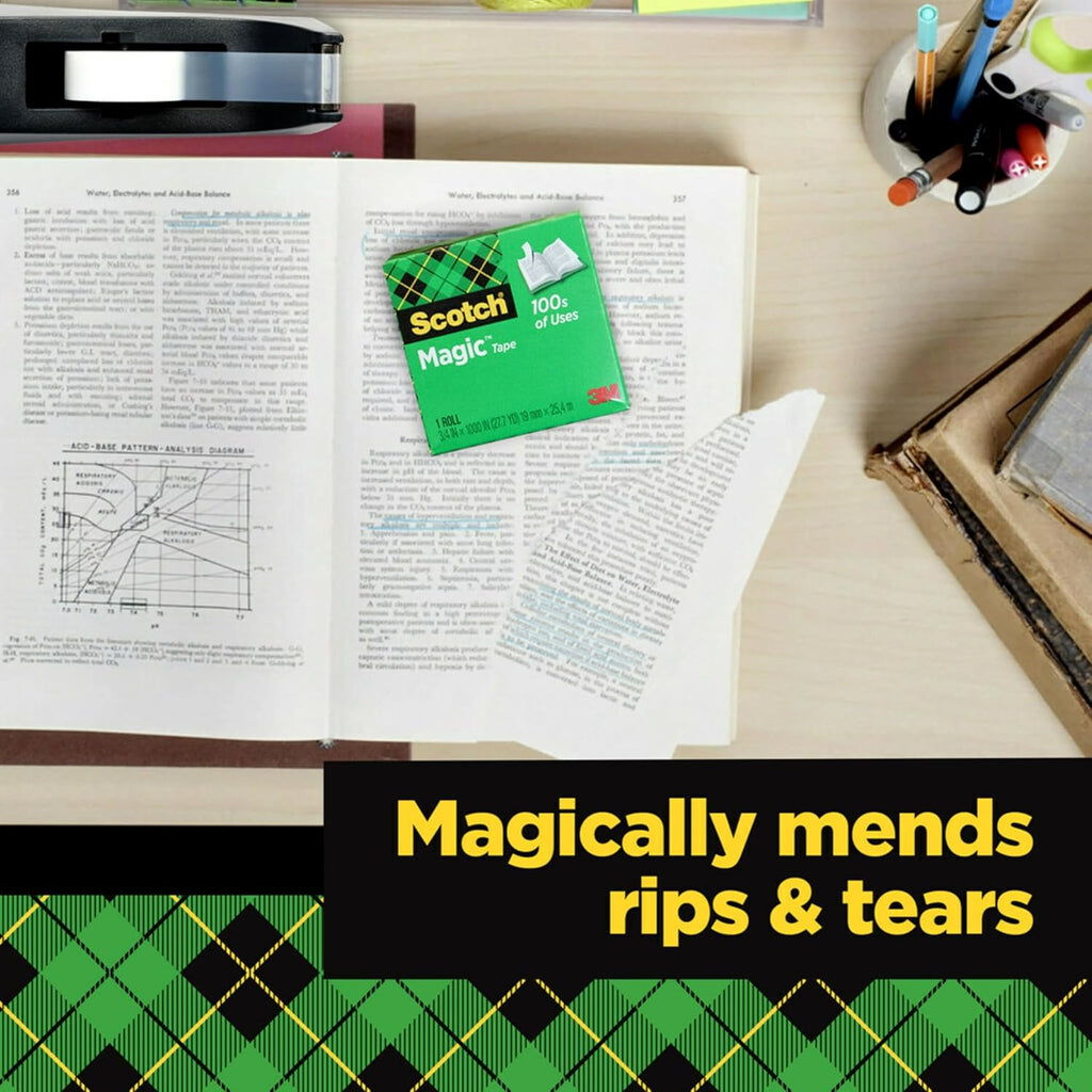 Scotch Magic Tape with Scotch Desktop Dispenser, 6 Rolls of 3/4" x 1000"