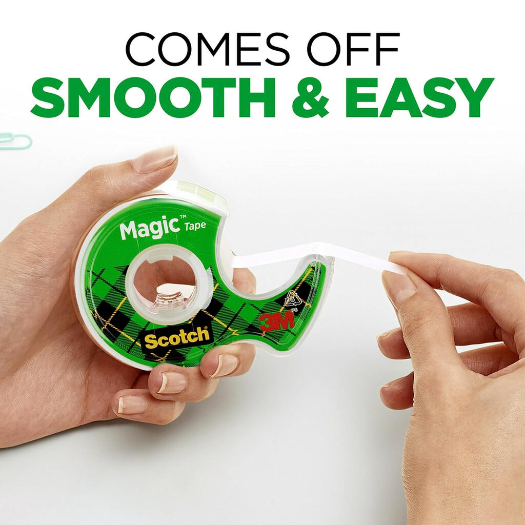 Scotch Magic Tape, Refillable Dispenser, 3/4" X 300", 3/Box