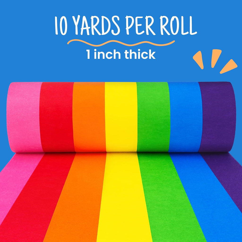 Craftzilla Rainbow Colored Masking & Painters Tape, 7 Rolls, 1in x 10 Yds