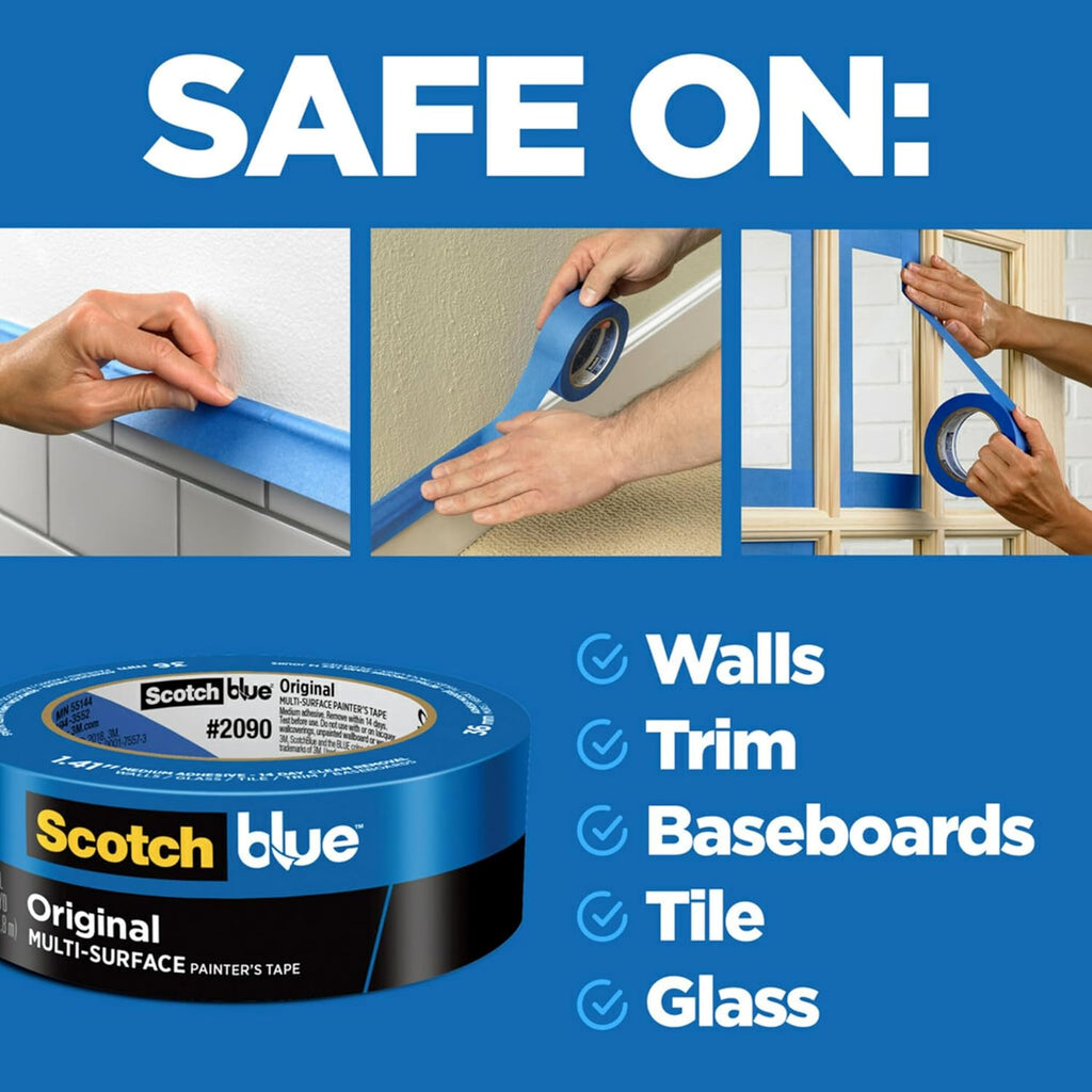 ScotchBlue Original Multi-Surface Painters Tape, 1 Inch Wide (0.94 in. x 60 Yds), 1 Roll, Blue Paint Tape Protects Surfaces and Removes Easily, Masking Tapes for Indoor and Outdoor Use (2090-24NC)