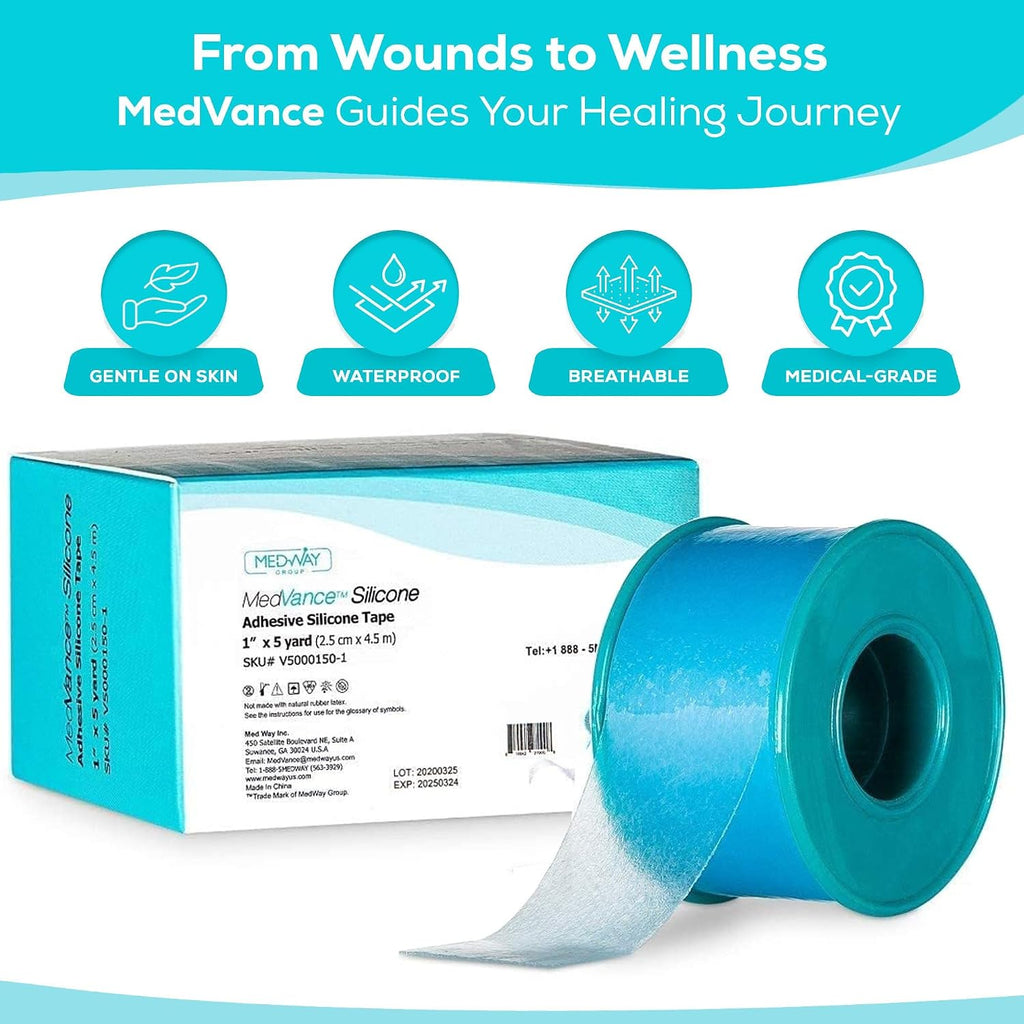 MedVance Silicone Adhesive Medical Tape, Scar Sheet,1" x5' (1 Pack)