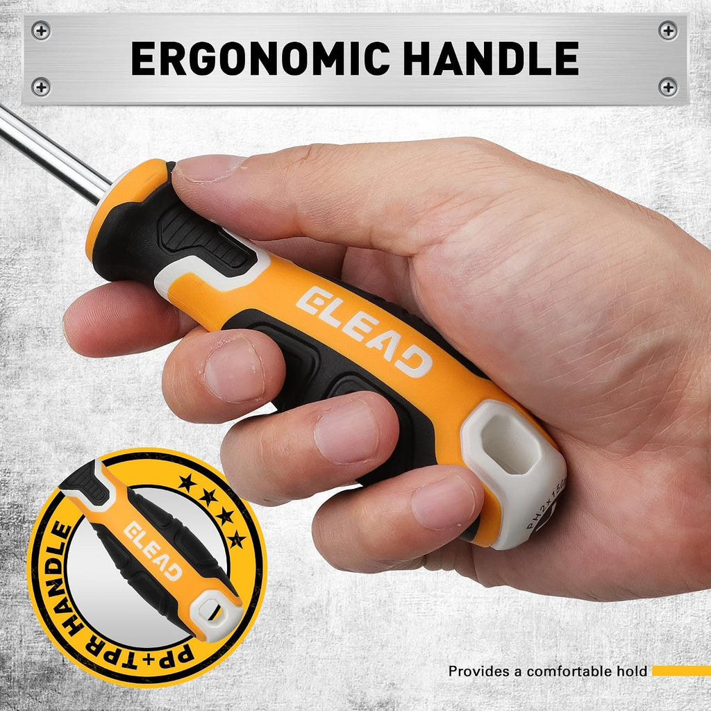 6-Piece Magnetic Screwdrivers Set, 3 Phillips and 3 Slotted Tips Professional Cushion Grip Screwdriver Set