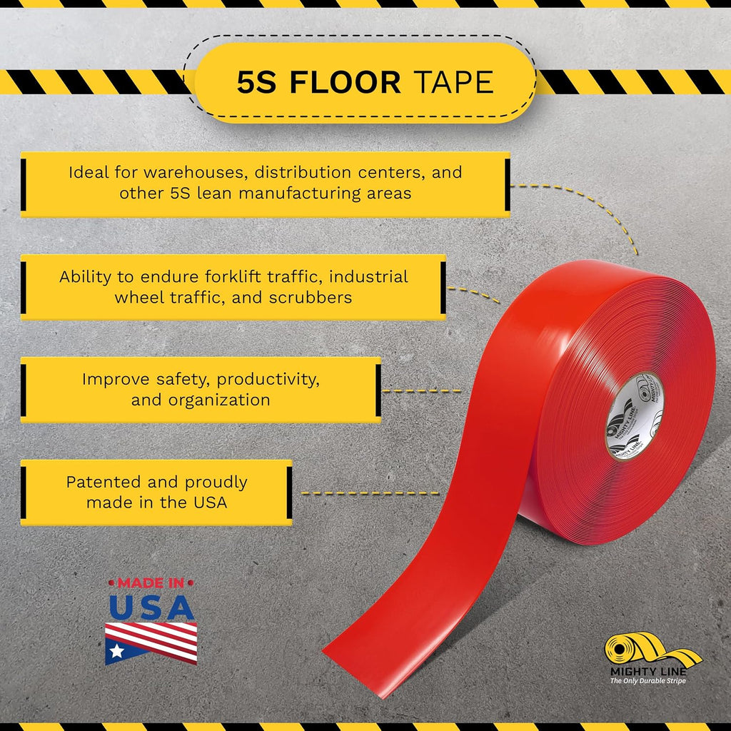 Mighty Line 3RR Floor Tape 3-Inch by 100-Feet, Red