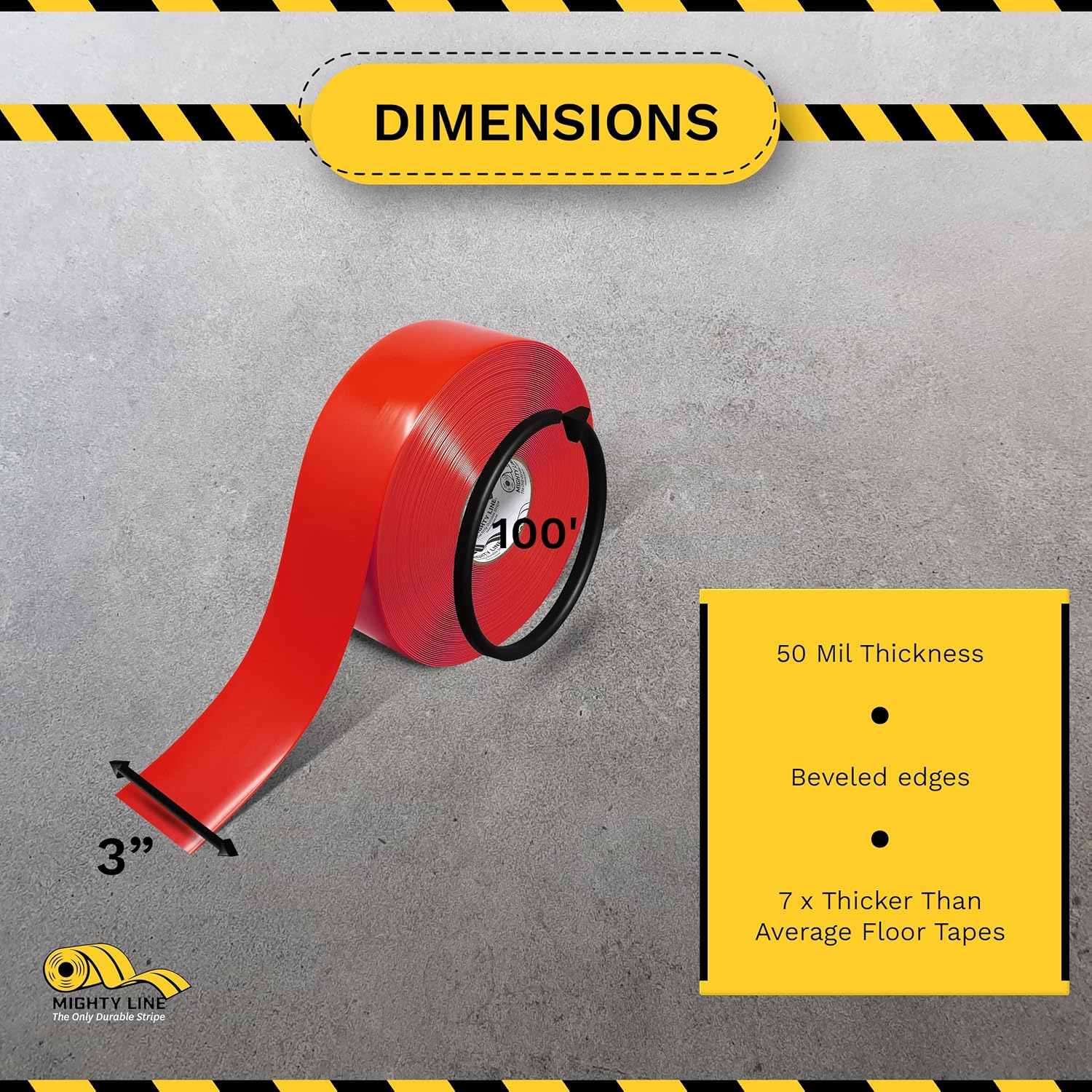 Mighty Line 3RR Floor Tape 3-Inch by 100-Feet, Red