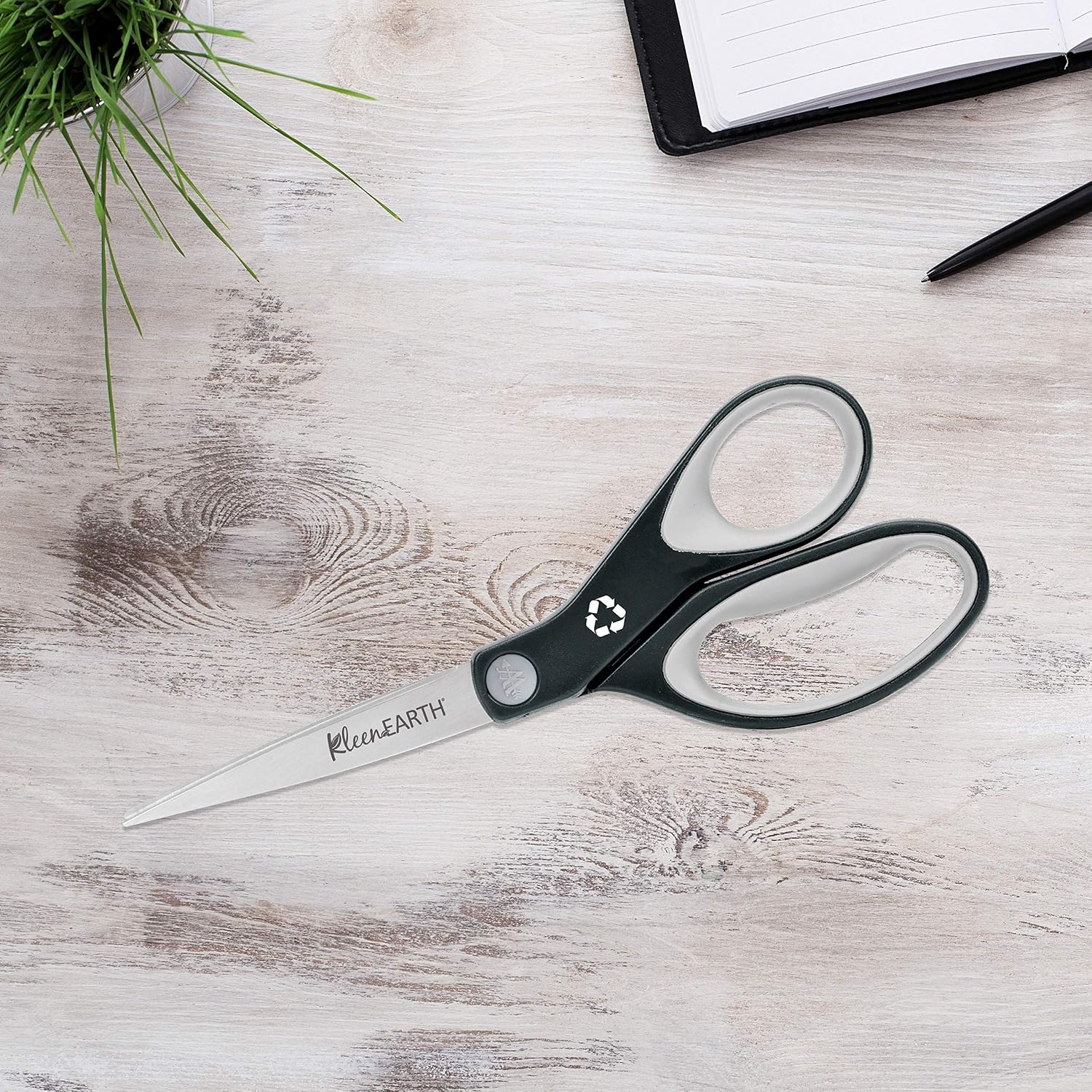 Westcott 8" KleenEarth Soft Handle Scissors, Black/Gray